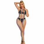 Bodystocking col licou dos nu en maille arc-en-ciel XS/M Subblime 952358, photo principale
