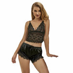 chemise de nuit décontractée en soie avec pantalon en dentelle noir S/M Subblime 953935, photo principale