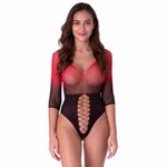 Bodystocking en maille noire et rouge Passion BS118, photo principale