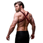 Harnais bulldog homme éco cuir noir rouge Fetish Submissive vue 5 sur 6