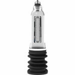 Pompe à pénis hydraulique Bathmate Hydro 7 Hercules transparente avec base noire, vue de face