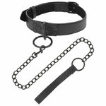 collier néoprène noir avec laisse chaîne Darkness 2