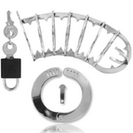 cage de chasteté en acier inoxydable à pointes avec serrure 14 cm Metal Hard 2