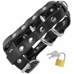 cage de chasteté en cuir végan avec serrure Darkness 2