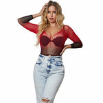 robe résille élastique manches longues dégradé rouge et noir Subblime 6