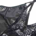 Robe en similicuir avec dentelle florale noire Subblime, vue 5