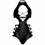 body en dentelle sans couture à bretelles découpées noir Leg Avenue 6