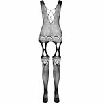 bodystocking noir en résille et dentelle effet mini-robe Passion BS099 5