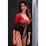 bodystocking en maille noire et rouge Passion BS118 2