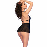 babydoll en tulle et dentelle avec string noir M Chilirose CR 4720 2