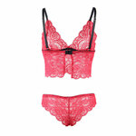 chemisier de nuit en soie et dentelle avec culotte rouge L/XL Subblime 953904 8