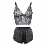 chemisier de nuit en soie et dentelle avec culotte noire L/XL Subblime 953928 5