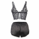 chemisier de nuit en soie et dentelle avec culotte noire L/XL Subblime 953928 6