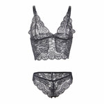 chemisier de nuit en soie et dentelle avec culotte noire L/XL Subblime 953928 8