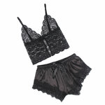 chemise de nuit décontractée en soie avec pantalon en dentelle noir S/M Subblime 953935 4