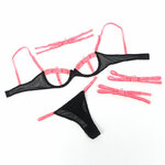 ensemble soutien-gorge avec collier et détails de jambes rose fluo L/XL Subblime 955304 7