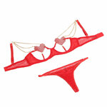 ensemble soutien-gorge en maille rouge avec chaînes en forme de cœur L/XL Subblime 955526 4