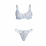 ensemble soutien-gorge et culotte brodés de fleurs bleu ciel S/M Subblime 957629 5