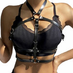 harnais de poitrine avec anneau en cuir noir taille unique Subblime 2