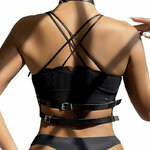 harnais de poitrine avec anneau en cuir noir taille unique Subblime 3