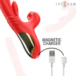 vibromasseur multifonction poussée et aspiration clitoridienne rouge Intense Karol 7