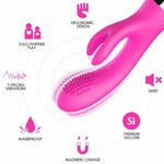 vibromasseur rabbit fuchsia rechargeable USB 2 x 9 modes étanche Armony 3