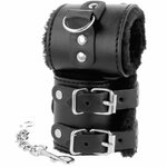 menottes réglables doublées en similicuir PVC noir Darkness 2