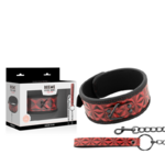 collier en cuir végan rouge doublé néoprène avec anneau métal Begme Red Edition 2