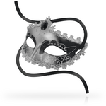 masque vénitien gris et noir avec diamant OHMAMA 2