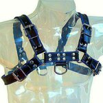 Harnais poitrine bulldog cuir homme bleu noir Leather Body, vue 2 sur 2