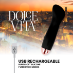 Vibromasseur rechargeable silicone noir One Dolce Vita, vue 5 sur 5