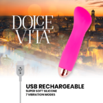 Vibromasseur rechargeable silicone rose One Dolce Vita, vue 5 sur 5