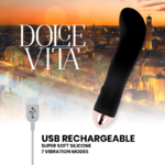 Vibromasseur rechargeable silicone noir Deux Dolce Vita, vue 5 sur 5