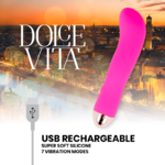 Vibromasseur rechargeable silicone rose Deux Dolce Vita, vue 5 sur 5