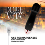 Vibromasseur rechargeable silicone noir Trois Dolce Vita, vue 4 sur 4