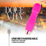 Vibromasseur rechargeable silicone rose Trois Dolce Vita, vue 4 sur 4