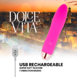 Vibromasseur rechargeable silicone rose Quatre Dolce Vita, vue 4 sur 4