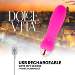 Vibromasseur rechargeable silicone rose Cinq Dolce Vita, vue 4 sur 4