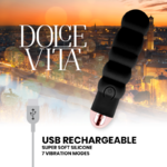 Vibromasseur rechargeable silicone noir Six Dolce Vita, vue 4 sur 4
