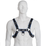 Harnais poitrine bulldog cuir homme bleu noir Leather Body, vue 1 sur 2