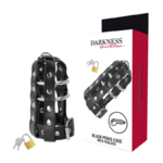 cage de chasteté en cuir végan avec serrure Darkness