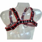 Harnais cuir homme chaînes noir rouge Leather Body Chain III, vue 1 sur 2