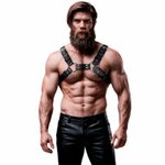 Harnais poitrine bulldog homme éco cuir Fetish Submissive, vue 1 sur 6