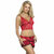 chemisier de nuit en soie et dentelle avec culotte rouge S/M Subblime 953898, photo principale