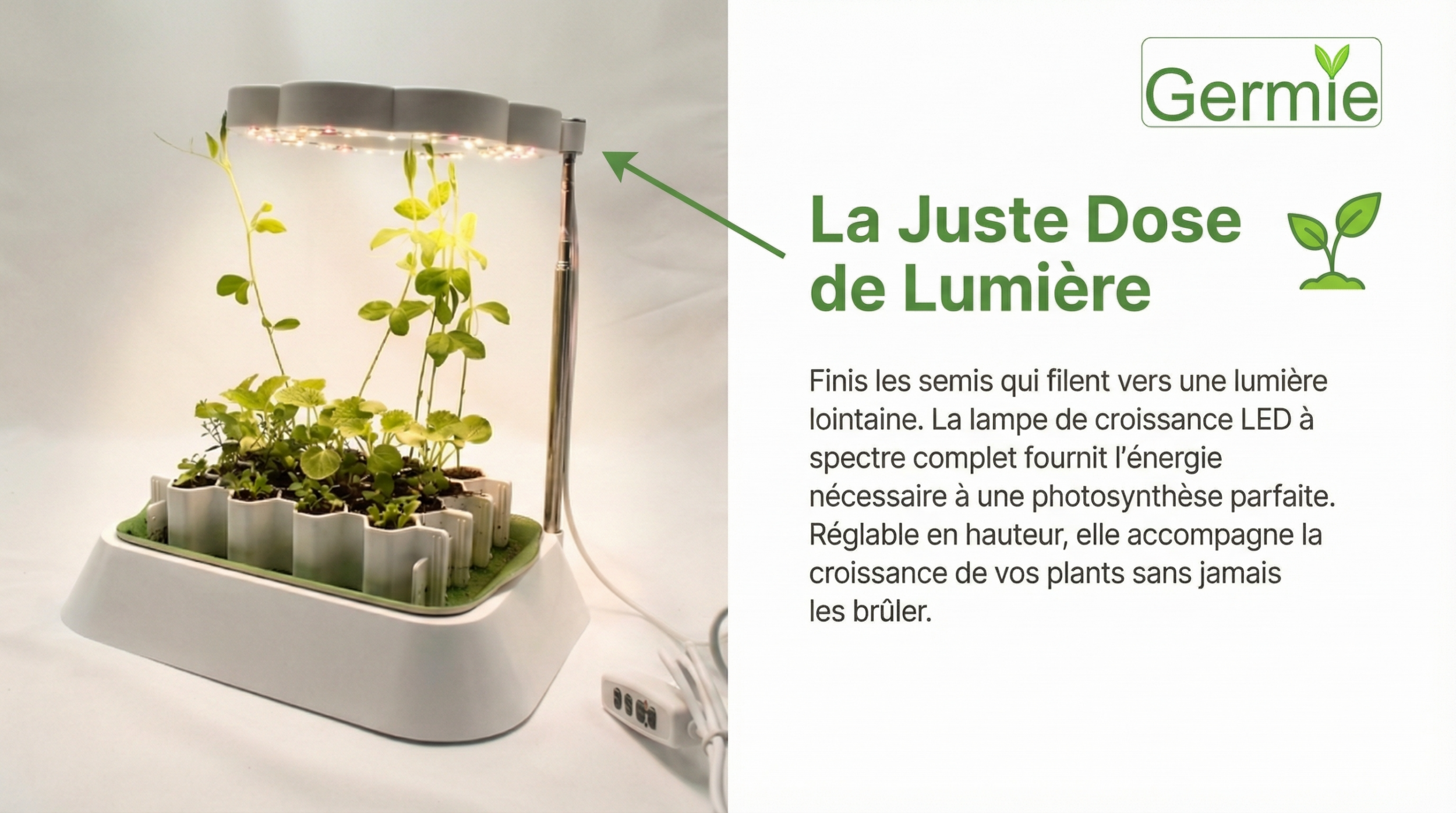 Kit de culture Germie sous lampe LED à spectre complet réglable en hauteur