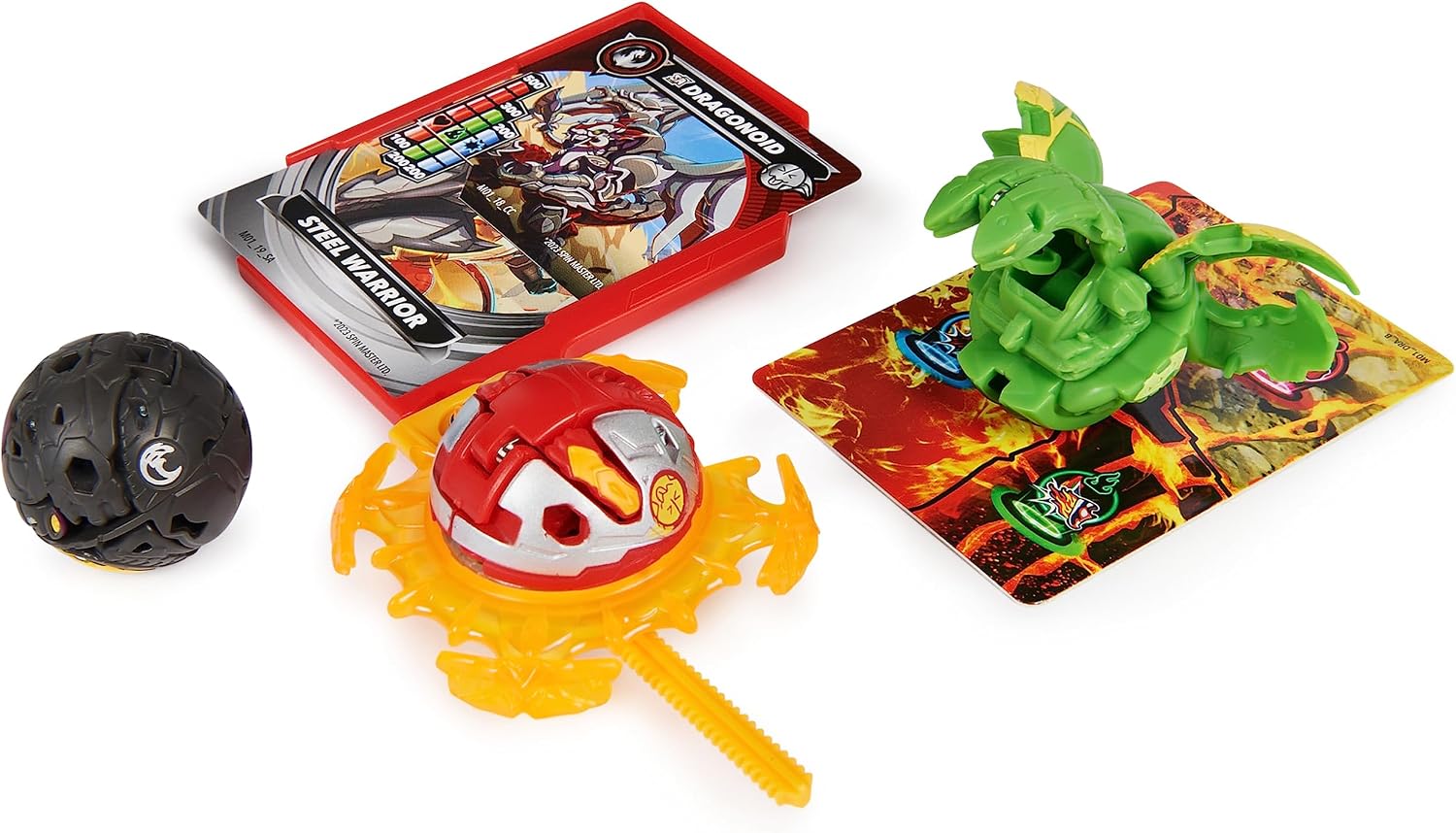Contenu étalé : Hammerhead en boule, Dragonoid dans son anneau, carte lanceur et Nillious