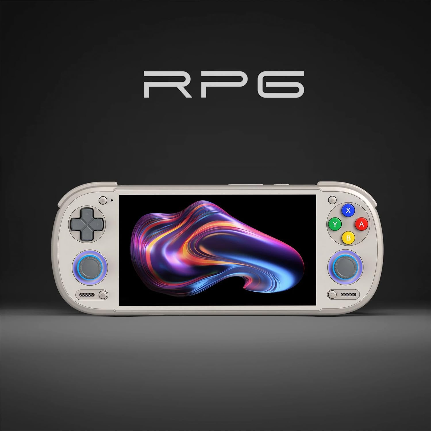 Visuel RP6 : Retroid Pocket 6 argentée vue de face sur fond sombre