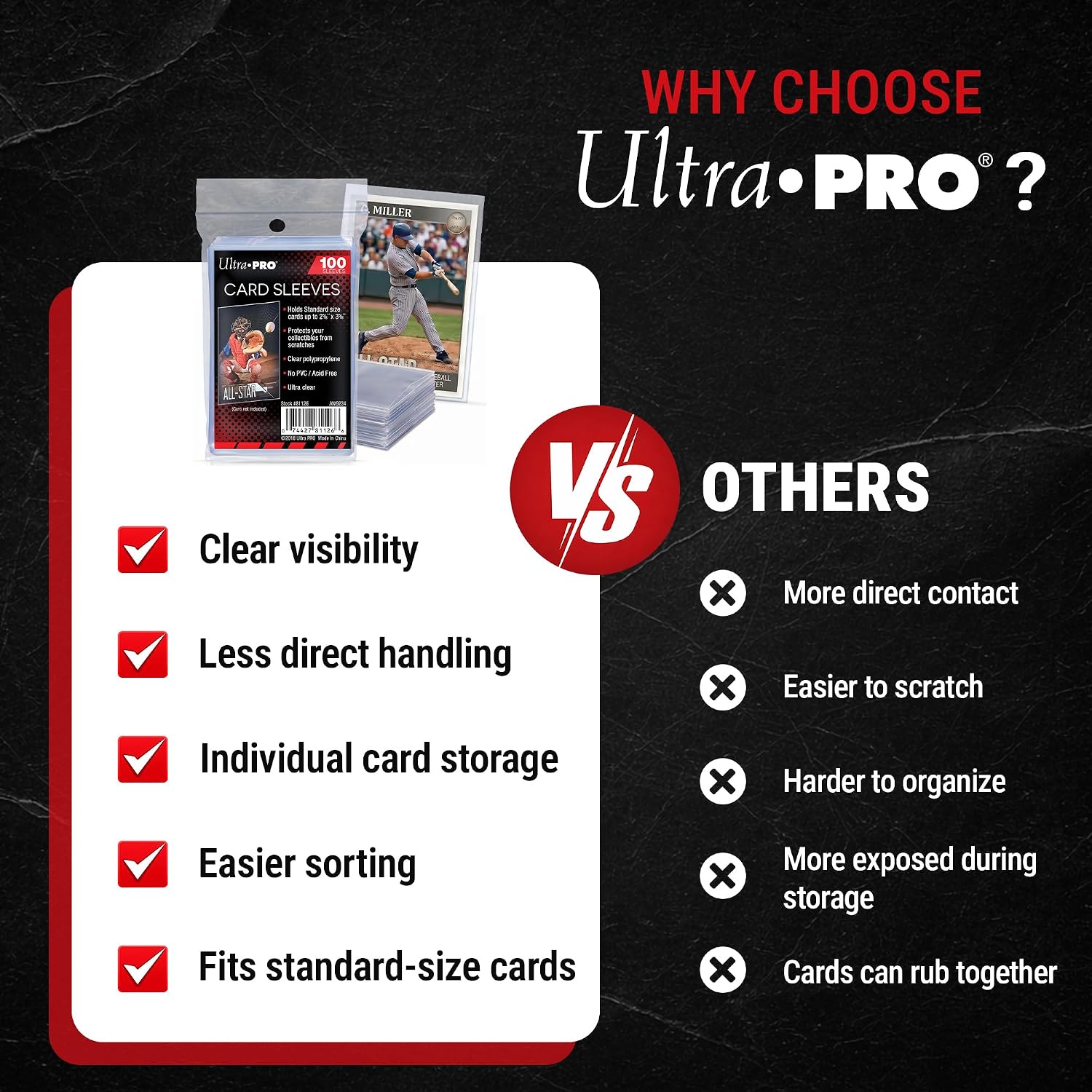 Visuel comparatif Ultra Pro sur la protection des cartes en sleeve