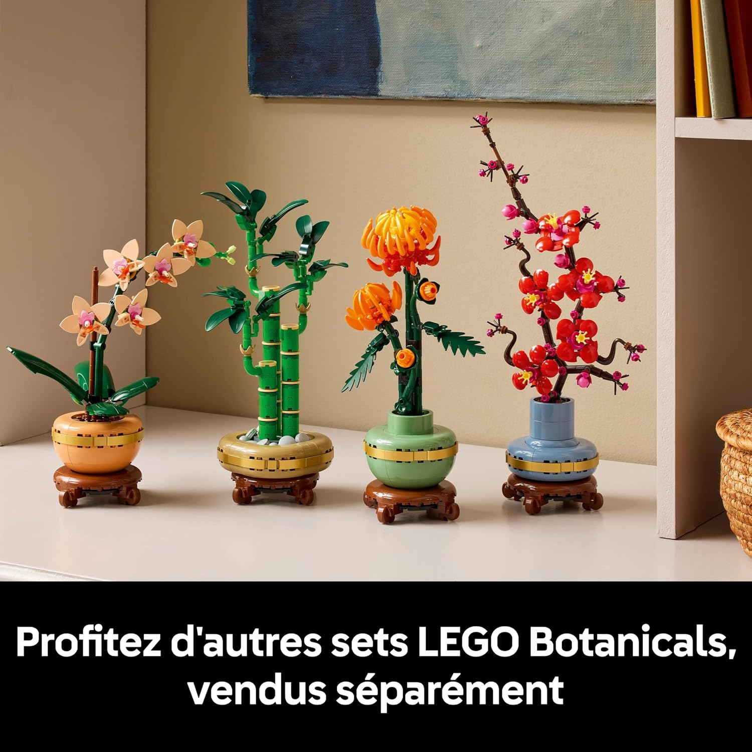 Lorchidée miniature LEGO aux côtés dautres petits sets Botanicals