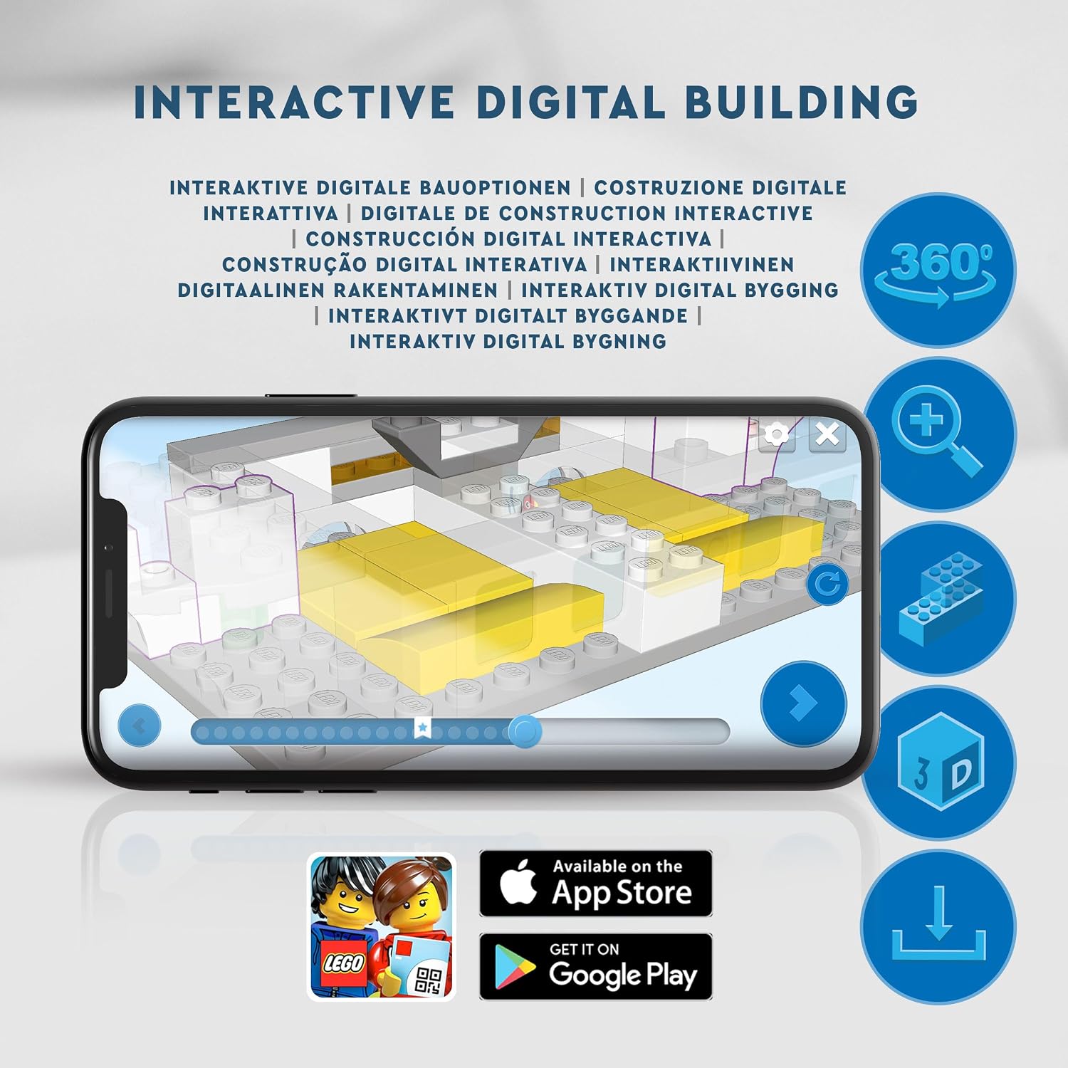 Visuel de la notice interactive LEGO Builder, sur smartphone